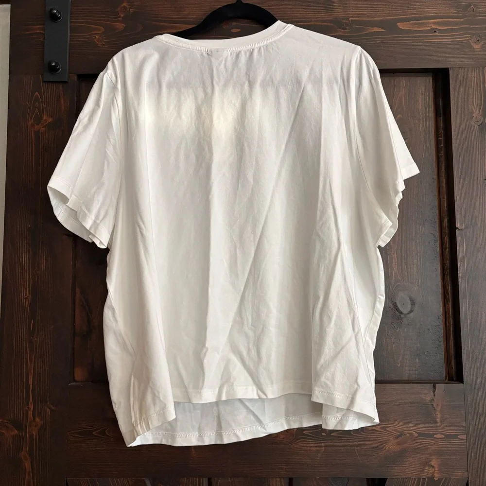 a new day x Target White Short Sleeve Top Bow Silver Rhinestone Beaded Neckline - Picture 2 of 9